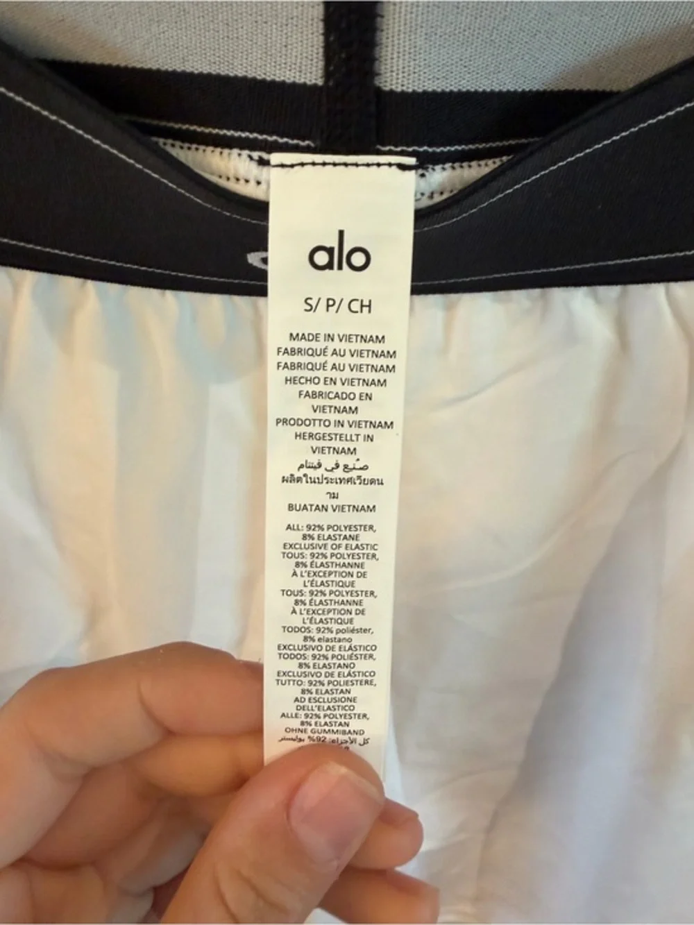 ALO Yoga White Tennis Skirt with Black Waistband
